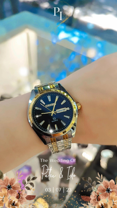 ست ساعت seiko رنگ طلایی نقره ای