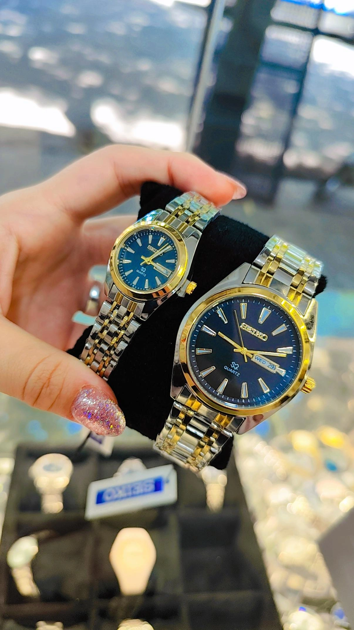 ست ساعت seiko رنگ طلایی نقره ای